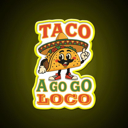 Taco Go Go Loco Taco Led Neon Sign Mexican Food Sign Rgb Color - Custom LED neon sign front view