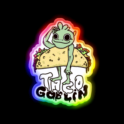 Taco Goblin Taco Led Neon Sign Mexican Food Sign Rgb Color - LED neon sign close-up detail