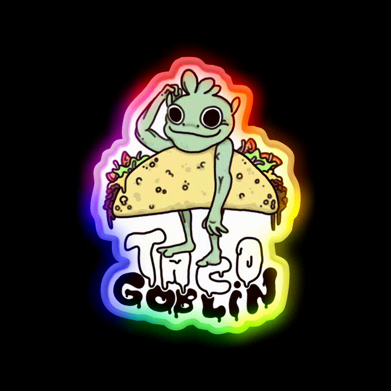 Taco Goblin Taco Led Neon Sign Mexican Food Sign Rgb Color - LED neon sign close-up detail