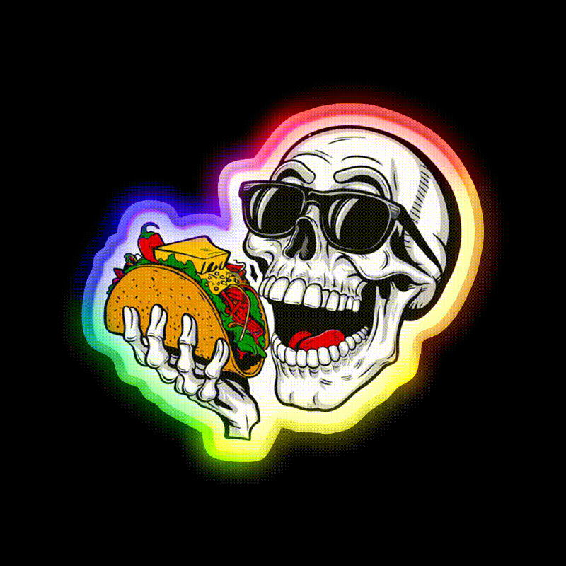 Taco Halloween Funny Taco Led Neon Sign Mexican Food Sign Rgb Color - LED neon sign close-up detail