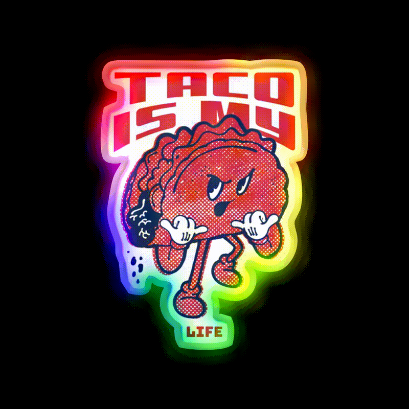 Taco Is My Life Taco Led Neon Sign Mexican Food Sign Wall Light Rgb Color - LED neon sign close-up detail