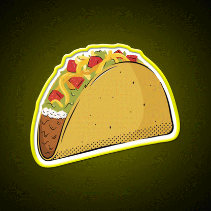 Taco Led Neon Sign Mexican Food Sign Aesthetic Neon Taco Light Rgb Color - Custom LED neon sign front view
