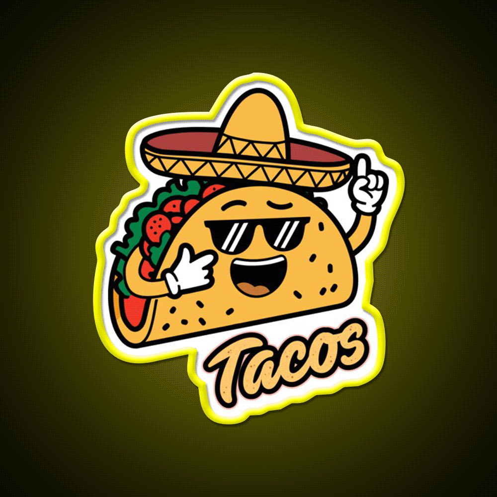 Taco Led Neon Sign Mexican Food Sign Food Neon Sign Rgb Color - Custom LED neon sign front view
