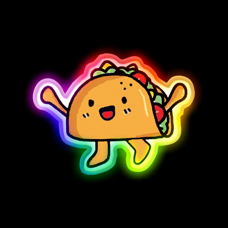 Taco Led Neon Sign Mexican Food Sign Food Neon Sign Wall Light Rgb Color - LED neon sign close-up detail