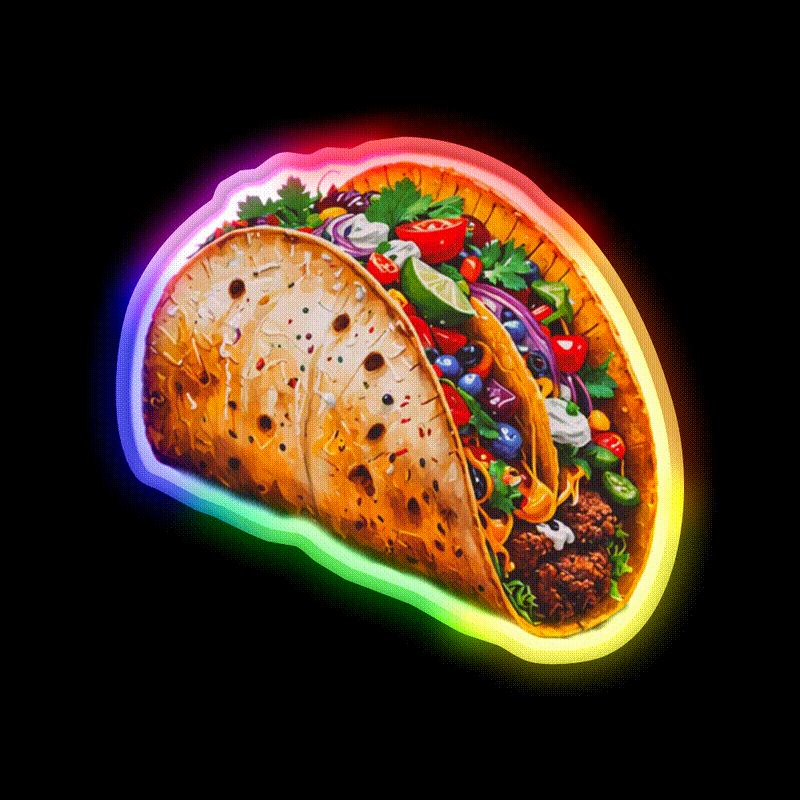 Taco Led Neon Sign Mexican Food Sign Rgb Color - LED neon sign close-up detail