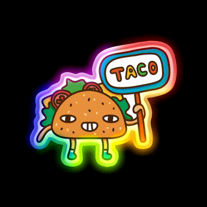 Taco Led Neon Sign Mexican Food Sign Fun Mexican Food Neon Sign Rgb Color - LED neon sign close-up detail