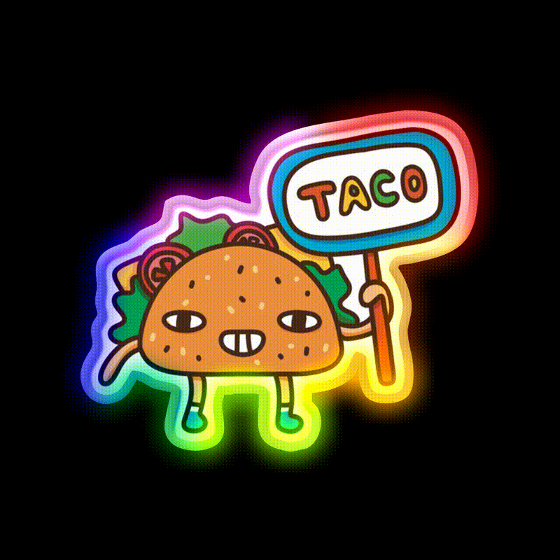 Taco Led Neon Sign Mexican Food Sign Fun Mexican Food Neon Sign Rgb Color - LED neon sign close-up detail