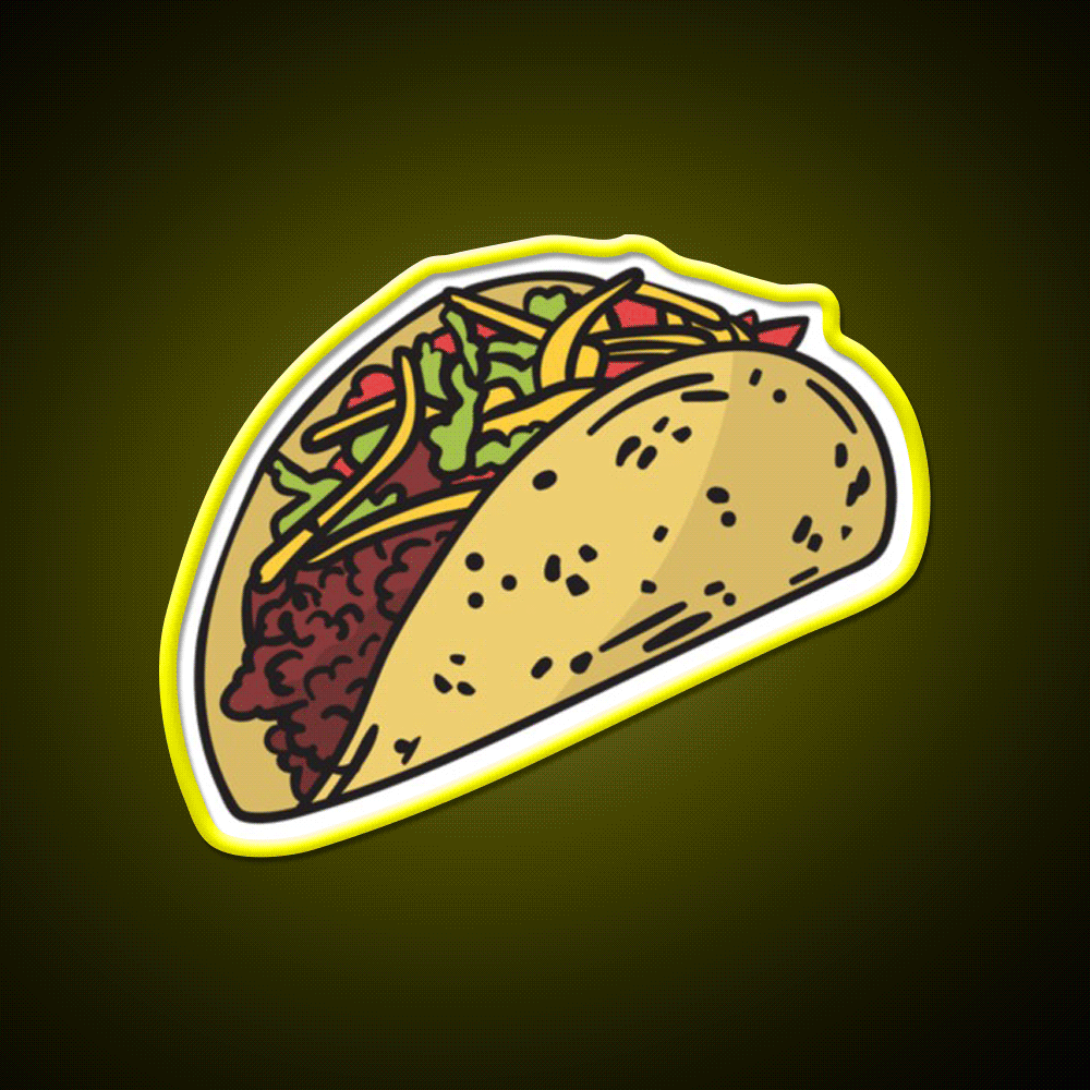 Taco Led Neon Sign Mexican Food Sign Kitchen Light Sign Rgb Color - Custom LED neon sign front view