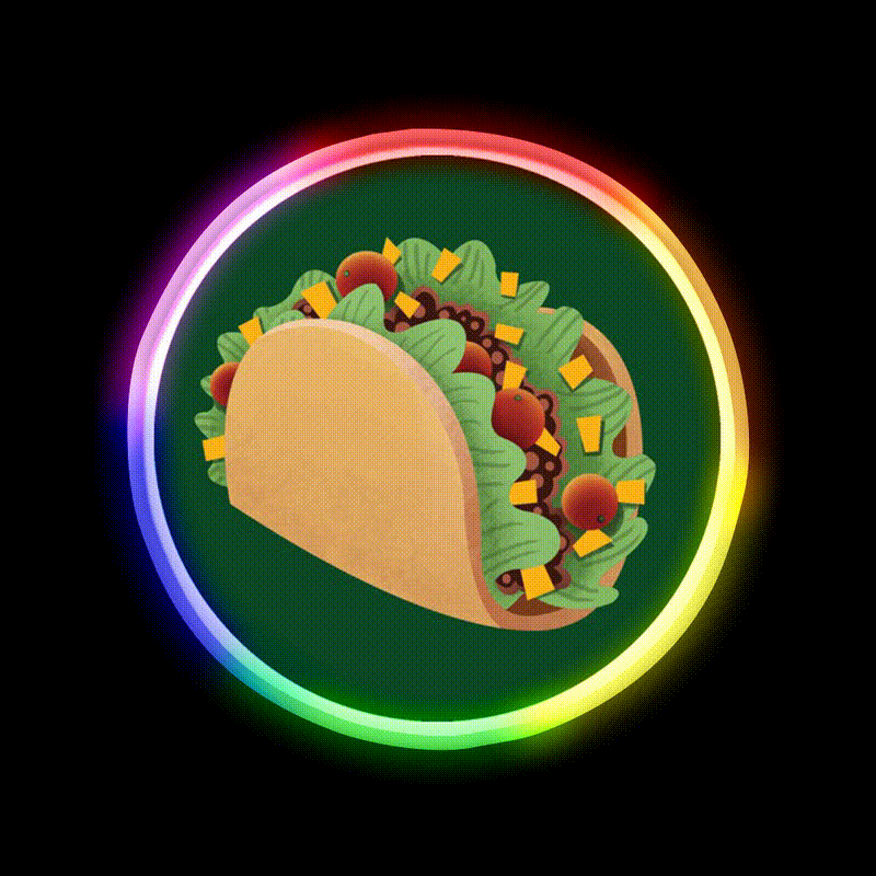 Taco Led Neon Sign Mexican Food Sign Kitchen Neon Sign Rgb Color - LED neon sign close-up detail