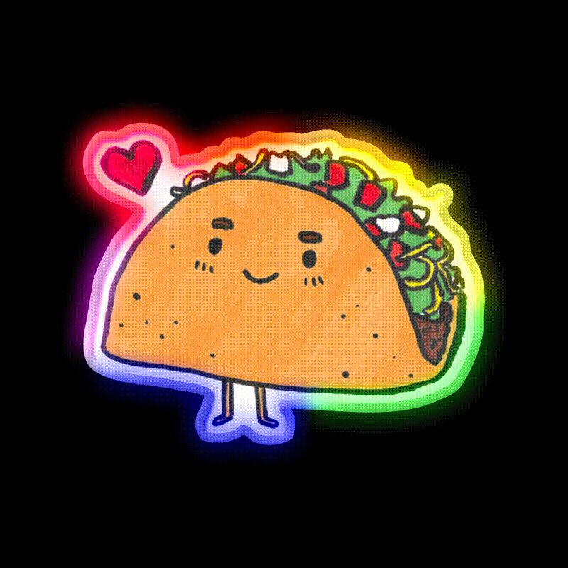 Taco Led Neon Sign Mexican Food Sign Kitchen Taco Sign Rgb Color - LED neon sign close-up detail