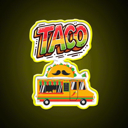 Taco Led Neon Sign Mexican Food Sign Mexican Wall Decor Neon Light Rgb Color - Custom LED neon sign front view