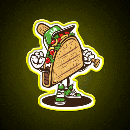 Taco Led Neon Sign Mexican Food Sign Taco Fan Rgb Color - Custom LED neon sign front view