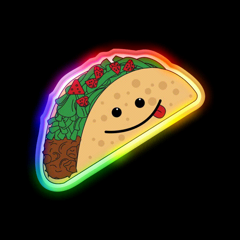Taco Led Neon Sign Mexican Food Sign Wall Sign Kitchen Sign Rgb Color - LED neon sign close-up detail