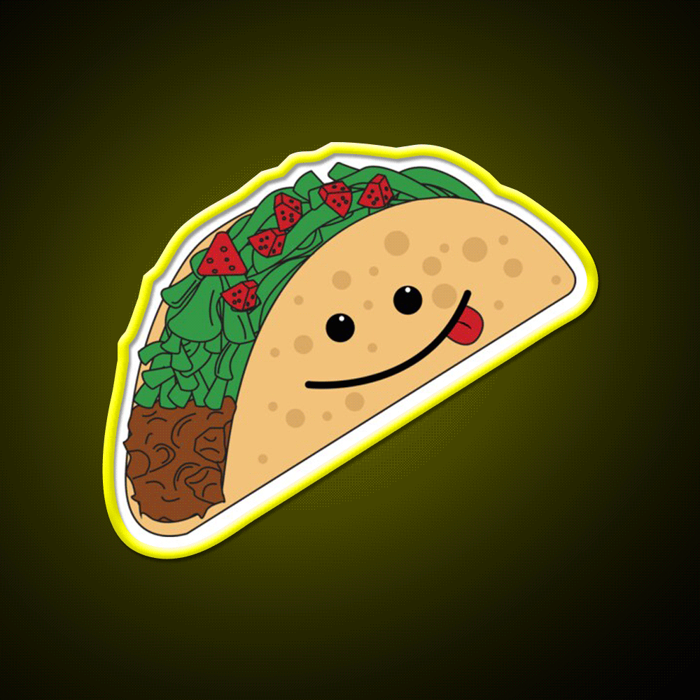 Taco Led Neon Sign Mexican Food Sign Wall Sign Kitchen Sign Rgb Color - Custom LED neon sign front view