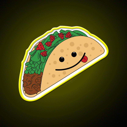 Taco Led Neon Sign Mexican Food Sign Wall Sign Kitchen Sign Rgb Color - Custom LED neon sign front view