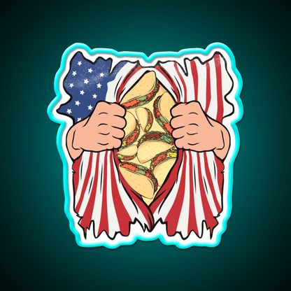 Taco Lover 4Th Of July Usa Flag Mexican Taco Led Neon Sign Rgb Color - Shineneon