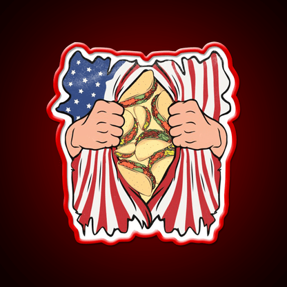 Taco Lover 4Th Of July Usa Flag Mexican Taco Led Neon Sign Rgb Color - Shineneon