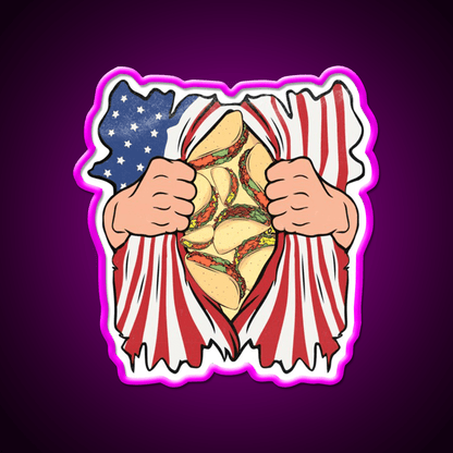 Taco Lover 4Th Of July Usa Flag Mexican Taco Led Neon Sign Rgb Color - Shineneon