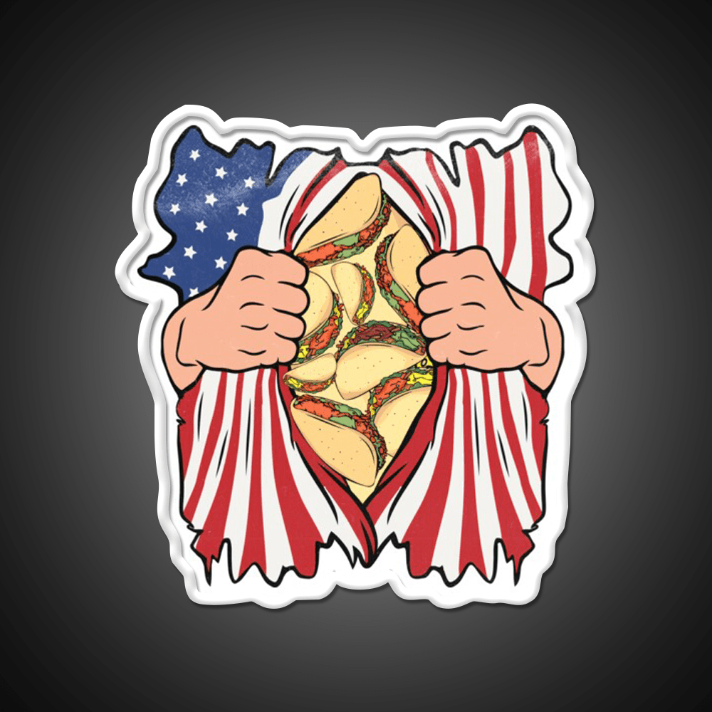 Taco Lover 4Th Of July Usa Flag Mexican Taco Led Neon Sign Rgb Color - Shineneon