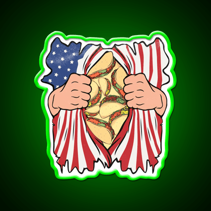 Taco Lover 4Th Of July Usa Flag Mexican Taco Led Neon Sign Rgb Color - Shineneon