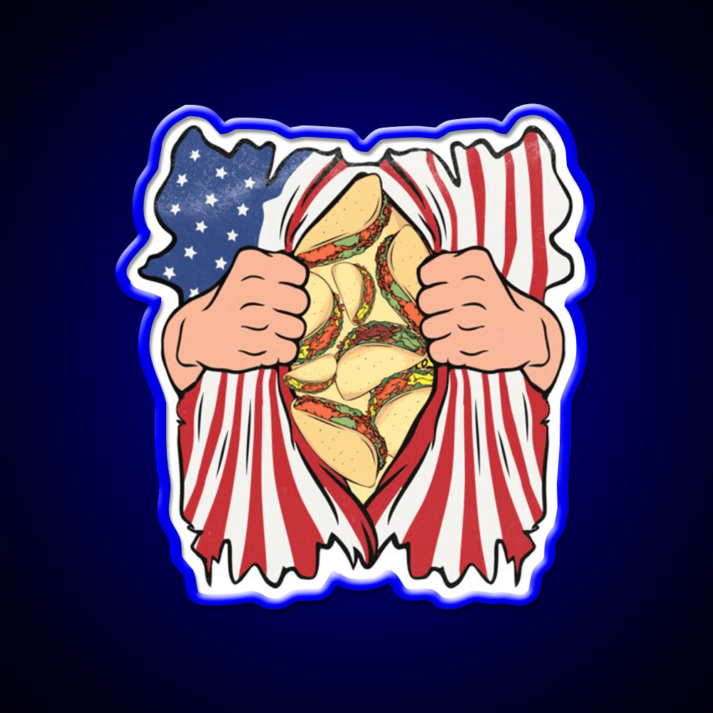 Taco Lover 4Th Of July Usa Flag Mexican Taco Led Neon Sign Rgb Color - Shineneon