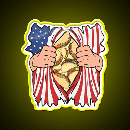 Taco Lover 4Th Of July Usa Flag Mexican Taco Led Neon Sign Rgb Color - Shineneon