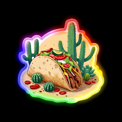 Taco Lover Aesthetic Streetwear Taco Led Neon Sign Rgb Color - LED neon sign close-up detail