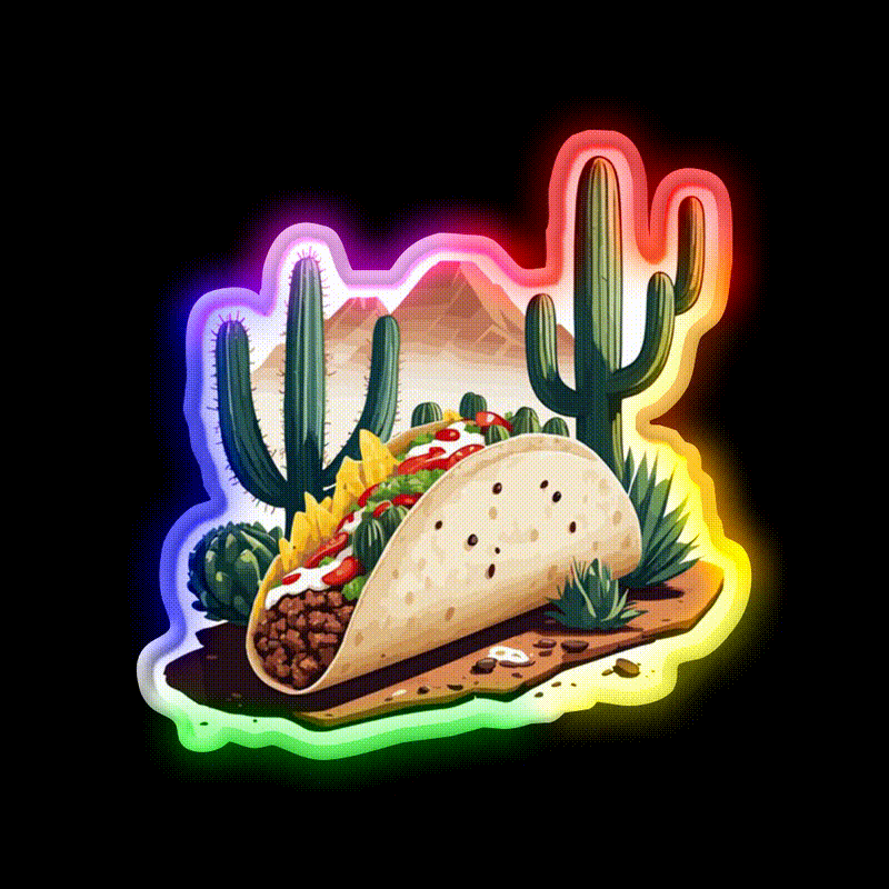 Taco Lover Aesthetic Taco Led Neon Sign Mexican Food Sign Rgb Color - LED neon sign close-up detail