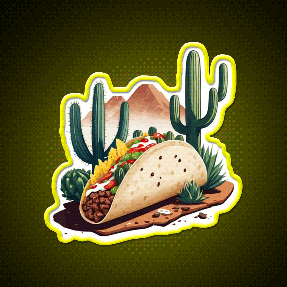 Taco Lover Aesthetic Taco Led Neon Sign Mexican Food Sign Rgb Color - Custom LED neon sign front view