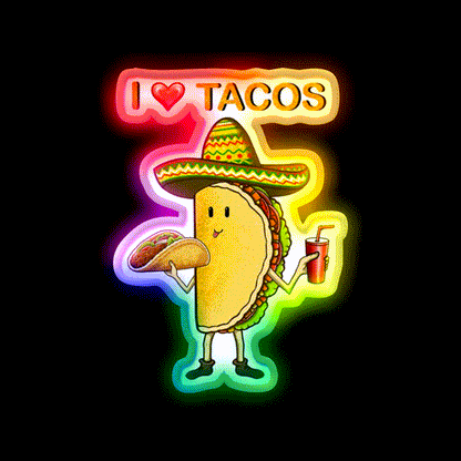 Taco Lover Taco Led Neon Sign Mexican Food Sign Kitchen Sign Rgb Color - LED neon sign close-up detail