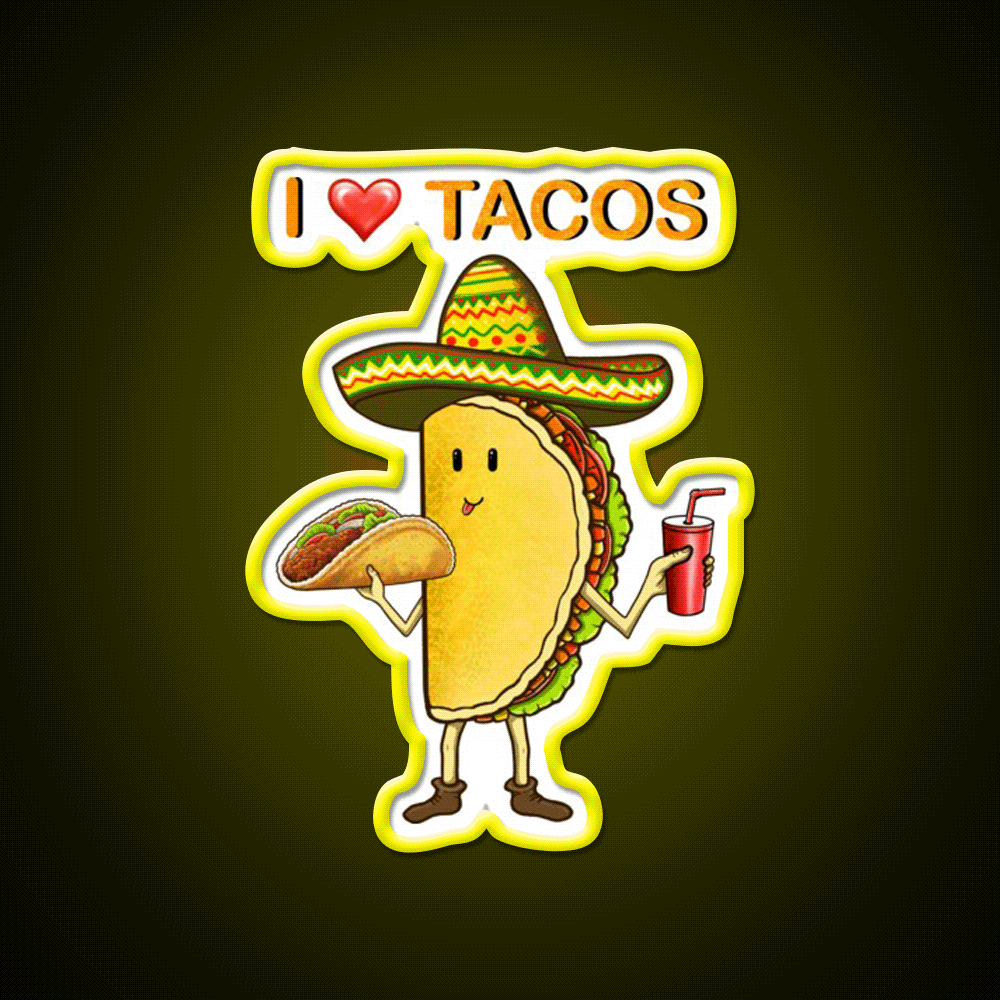 Taco Lover Taco Led Neon Sign Mexican Food Sign Kitchen Sign Rgb Color - Custom LED neon sign front view