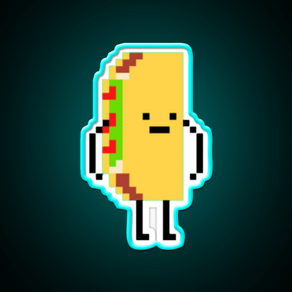 Taco Man Pixel Art 8 Bit Taco Led Neon Sign Rgb Color - Shineneon