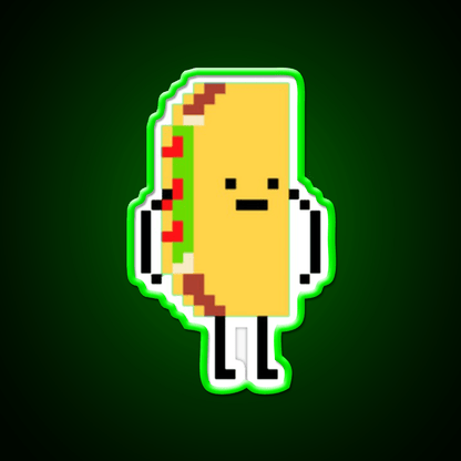 Taco Man Pixel Art 8 Bit Taco Led Neon Sign Rgb Color - Shineneon