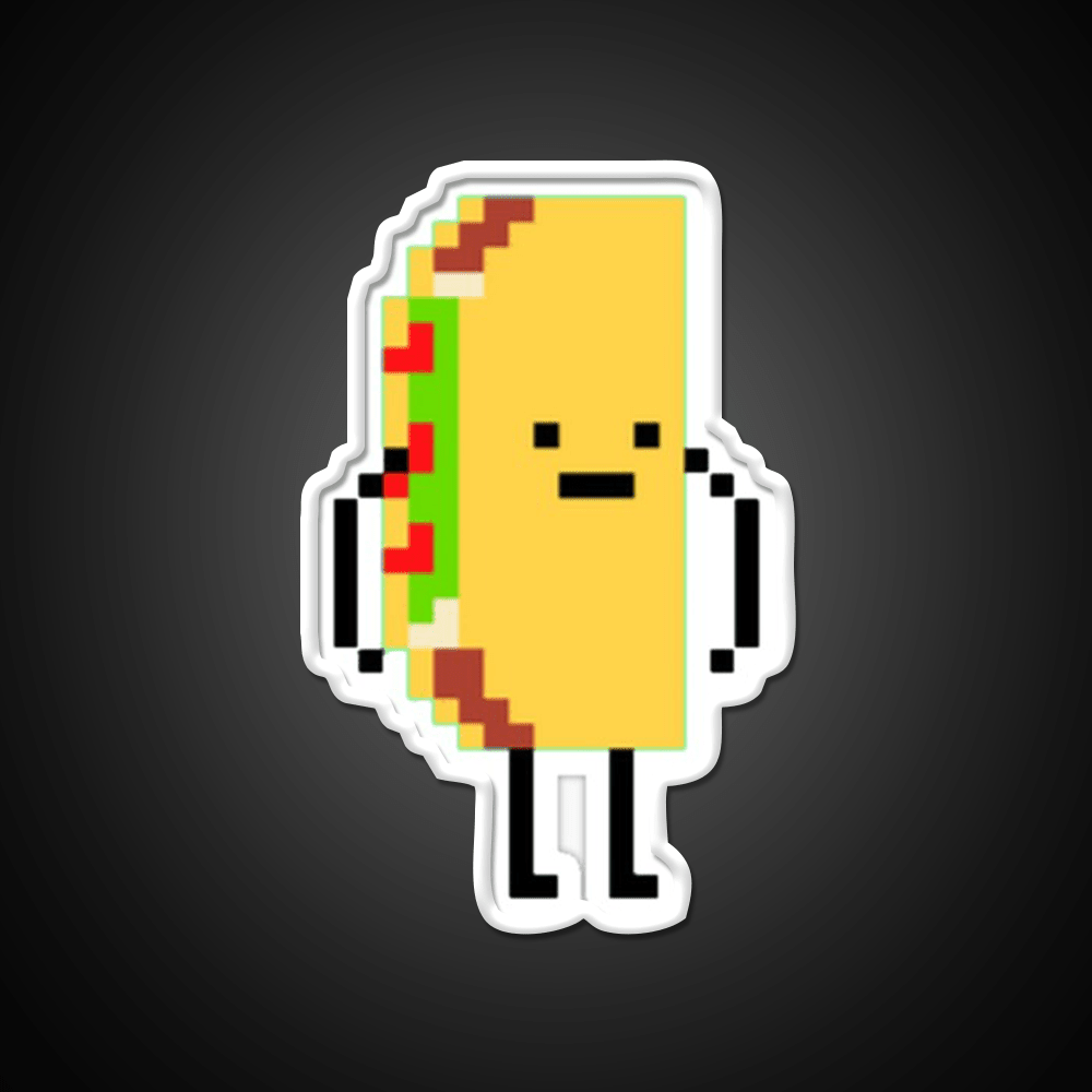 Taco Man Pixel Art 8 Bit Taco Led Neon Sign Rgb Color - Shineneon