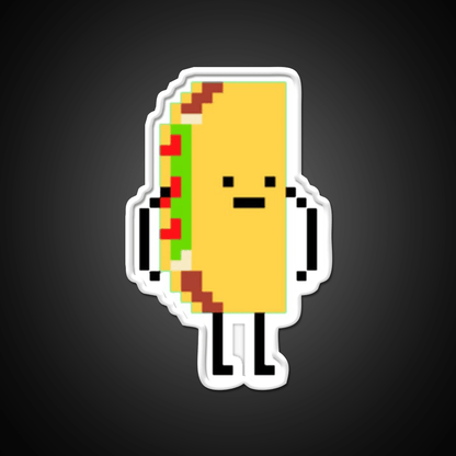 Taco Man Pixel Art 8 Bit Taco Led Neon Sign Rgb Color - Shineneon