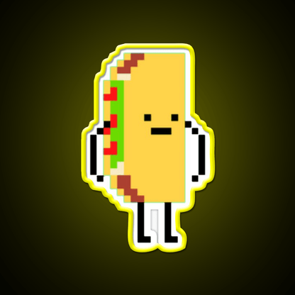 Taco Man Pixel Art 8 Bit Taco Led Neon Sign Rgb Color - Shineneon
