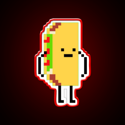 Taco Man Pixel Art 8 Bit Taco Led Neon Sign Rgb Color - Shineneon