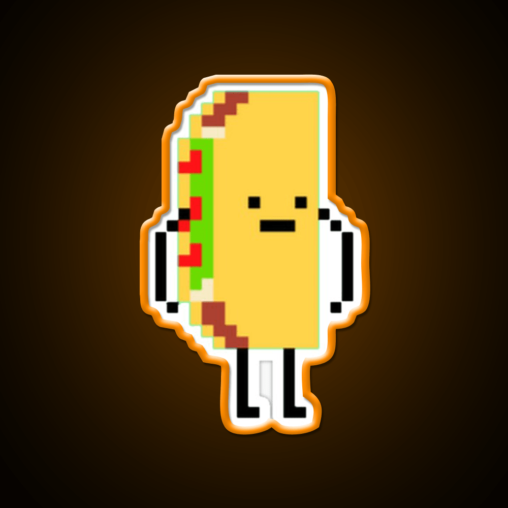 Taco Man Pixel Art 8 Bit Taco Led Neon Sign Rgb Color - Shineneon