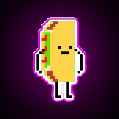 Taco Man Pixel Art 8 Bit Taco Led Neon Sign Rgb Color - Shineneon