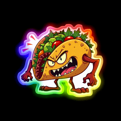 Taco Monster Taco Led Neon Sign Mexican Food Sign Rgb Color - LED neon sign close-up detail