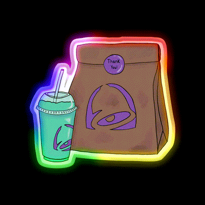 Taco Mystery Yummies Fast Food Led Neon Sign For Burger Place Rgb Color - LED neon sign close-up detail