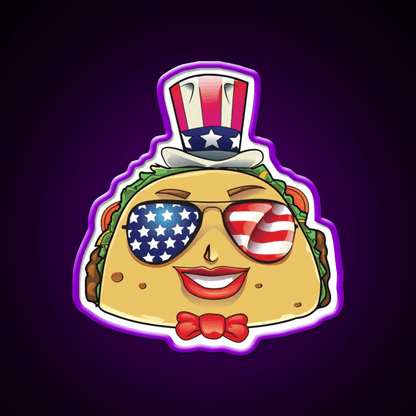 Taco On Usa Sunglasses 4Th Of July Taco Led Neon Sign Rgb Color - Shineneon