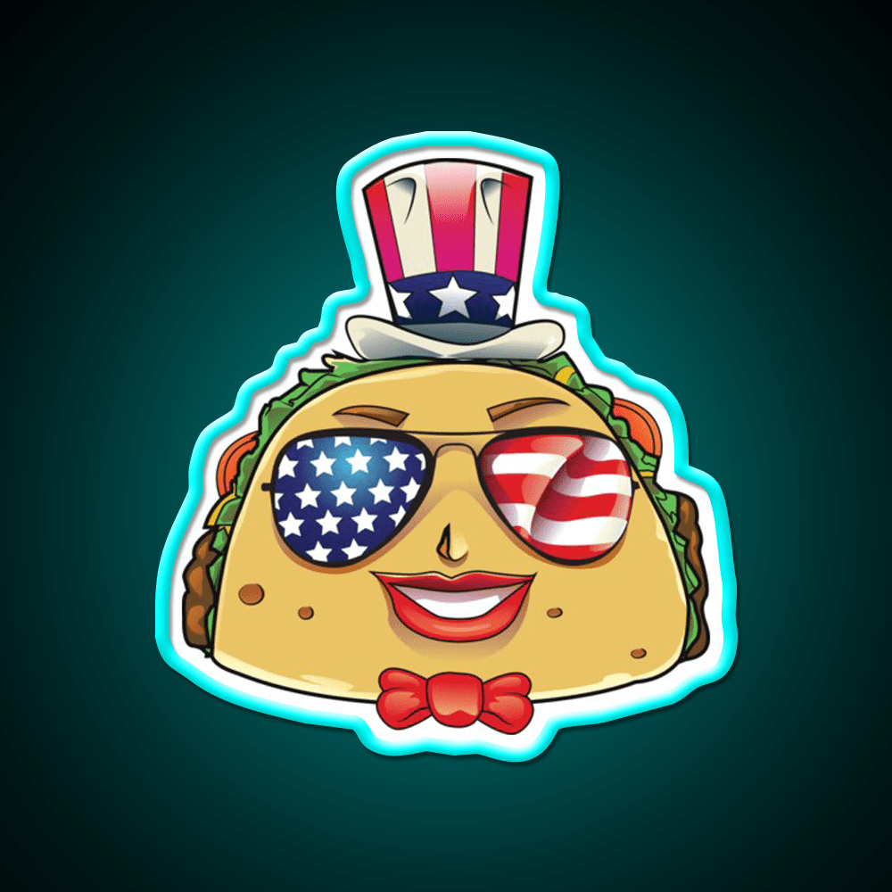 Taco On Usa Sunglasses 4Th Of July Taco Led Neon Sign Rgb Color - Shineneon