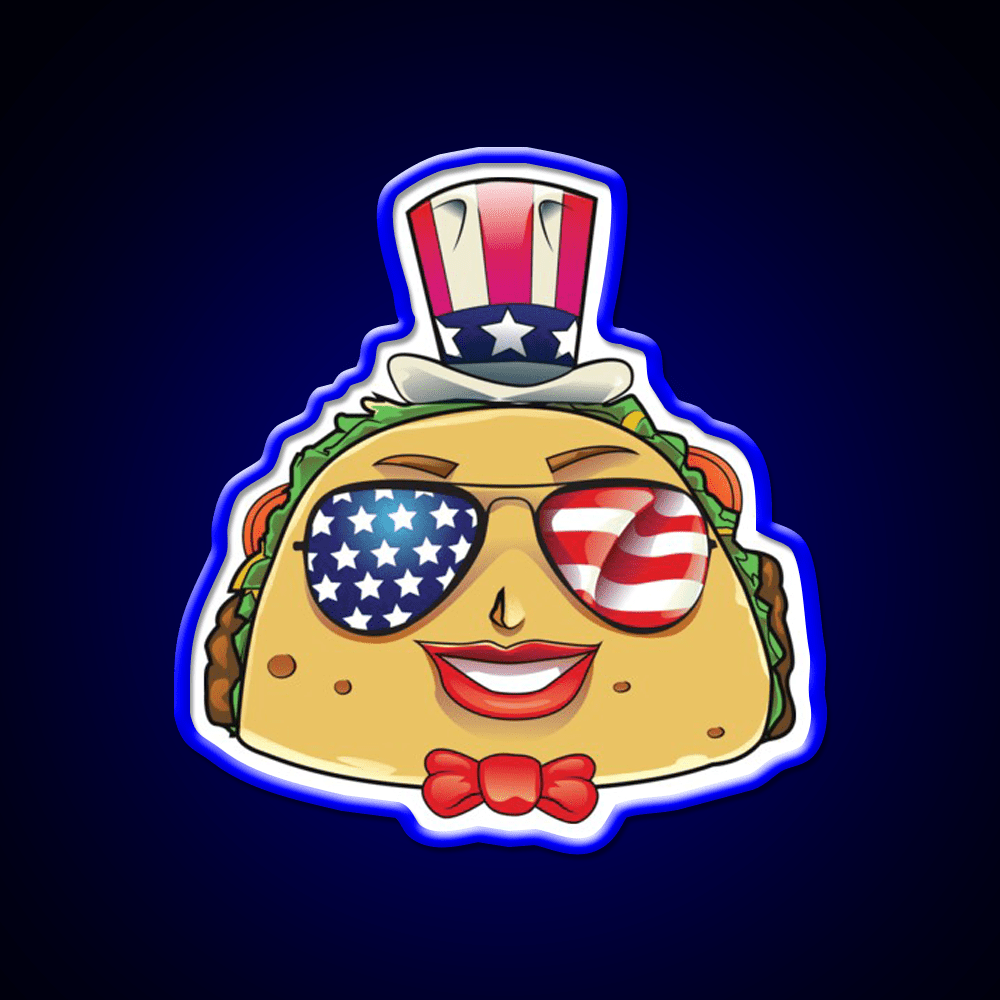 Taco On Usa Sunglasses 4Th Of July Taco Led Neon Sign Rgb Color - Shineneon