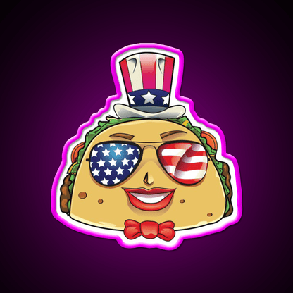 Taco On Usa Sunglasses 4Th Of July Taco Led Neon Sign Rgb Color - Shineneon