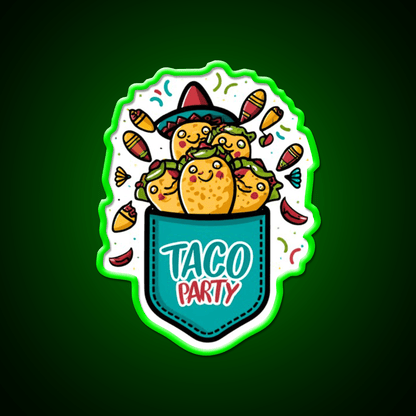 Taco Party Mexican Taco Led Neon Sign Mexican Food Sign Rgb Color - Shineneon