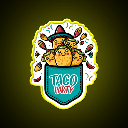 Taco Party Mexican Taco Led Neon Sign Mexican Food Sign Rgb Color - Shineneon