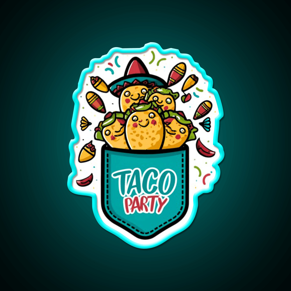 Taco Party Mexican Taco Led Neon Sign Mexican Food Sign Rgb Color - Shineneon