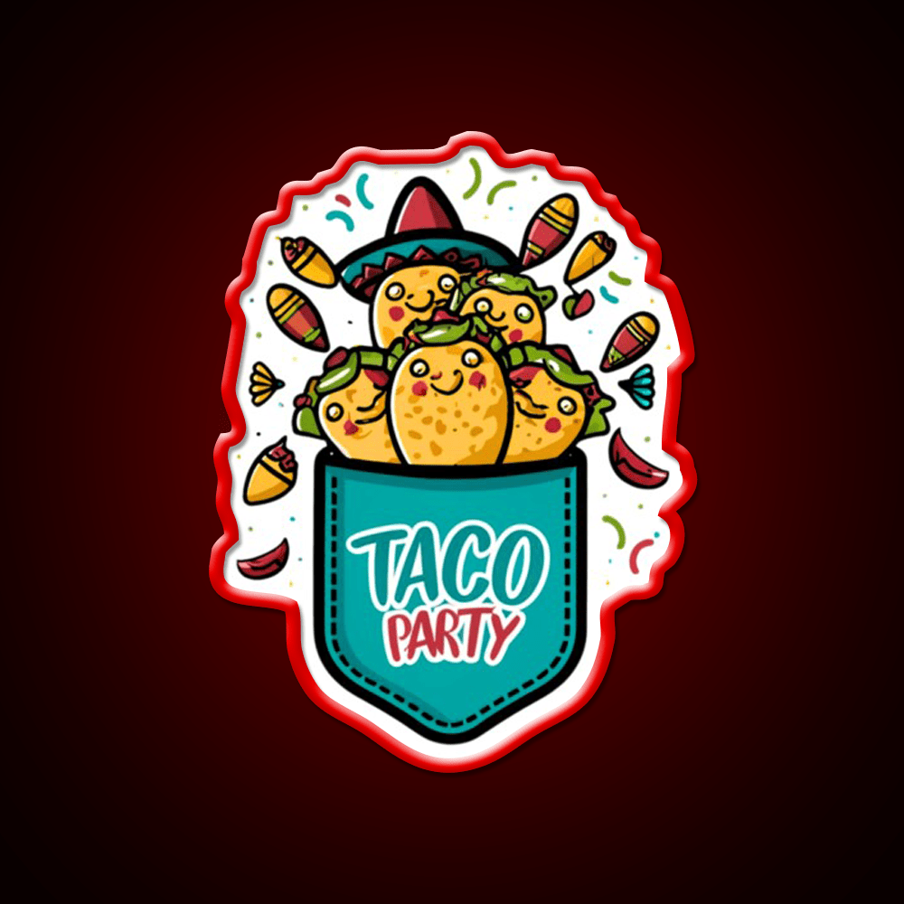 Taco Party Mexican Taco Led Neon Sign Mexican Food Sign Rgb Color - Shineneon