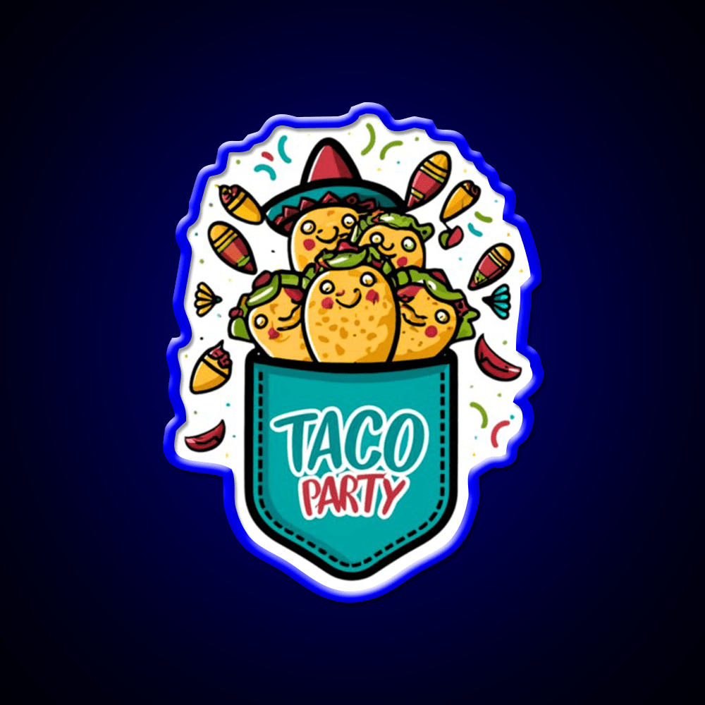 Taco Party Mexican Taco Led Neon Sign Mexican Food Sign Rgb Color - Shineneon